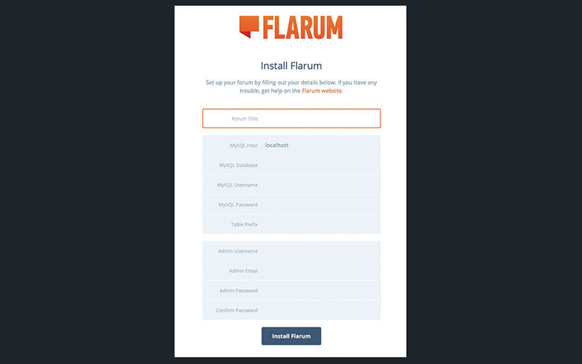 画像：Forum Flarum Install